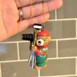 1990s Vintage 1994 Photographer Teddy Bear Magnet Ornament Photography Christmas